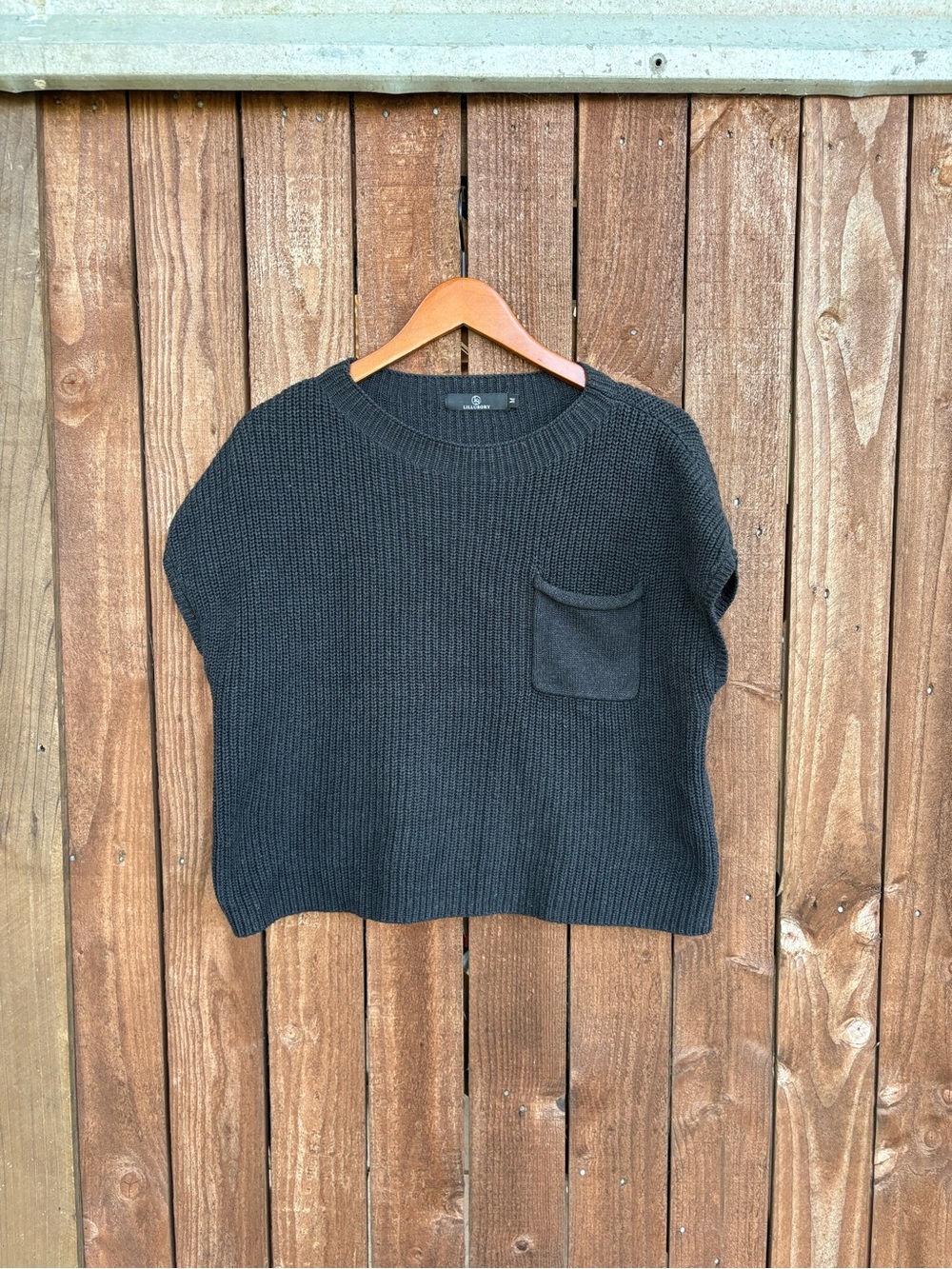 Lillusory Black Lagenlook Minimalist Cropped Boxy Knit Capsule Top
